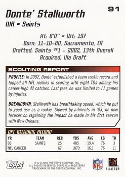 2004 Topps Draft Picks & Prospects #91 Donte Stallworth Back