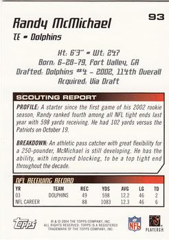 2004 Topps Draft Picks & Prospects #93 Randy McMichael Back