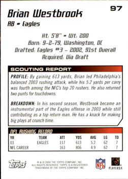 2004 Topps Draft Picks & Prospects #97 Brian Westbrook Back