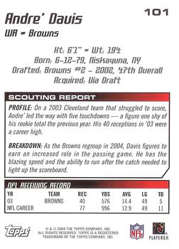 2004 Topps Draft Picks & Prospects #101 Andre Davis Back