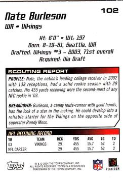 2004 Topps Draft Picks & Prospects #102 Nate Burleson Back