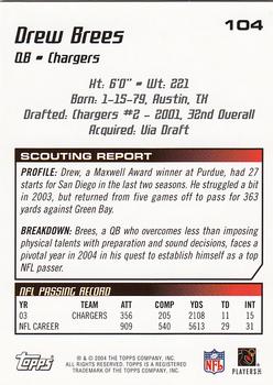 2004 Topps Draft Picks & Prospects #104 Drew Brees Back