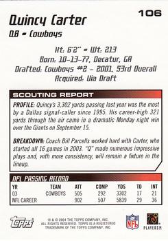 2004 Topps Draft Picks & Prospects #106 Quincy Carter Back
