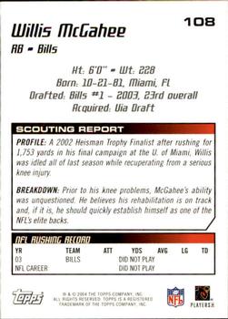 2004 Topps Draft Picks & Prospects #108 Willis McGahee Back