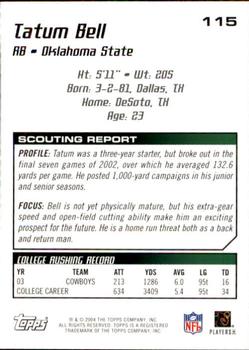 2004 Topps Draft Picks & Prospects #115 Tatum Bell Back