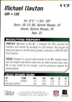 2004 Topps Draft Picks & Prospects #117 Michael Clayton Back