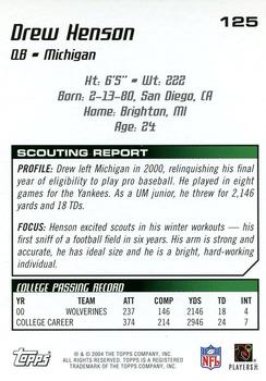 2004 Topps Draft Picks & Prospects #125 Drew Henson Back
