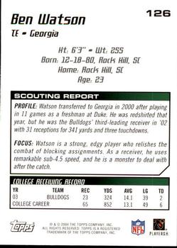 2004 Topps Draft Picks & Prospects #126 Ben Watson Back