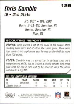 2004 Topps Draft Picks & Prospects #129 Chris Gamble Back