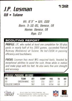 2004 Topps Draft Picks & Prospects #132 J.P. Losman Back