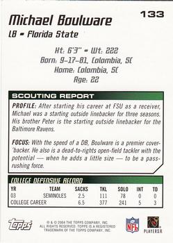 2004 Topps Draft Picks & Prospects #133 Michael Boulware Back