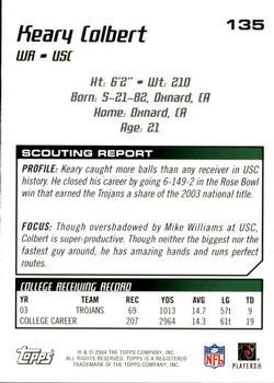 2004 Topps Draft Picks & Prospects #135 Keary Colbert Back
