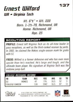 2004 Topps Draft Picks & Prospects #137 Ernest Wilford Back