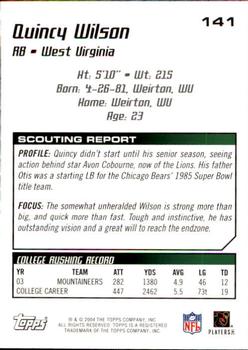 2004 Topps Draft Picks & Prospects #141 Quincy Wilson Back