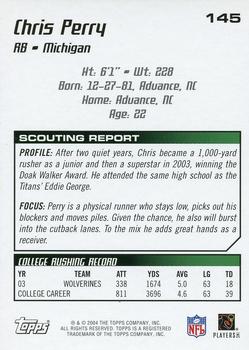 2004 Topps Draft Picks & Prospects #145 Chris Perry Back