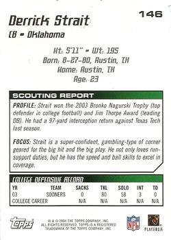 2004 Topps Draft Picks & Prospects #146 Derrick Strait Back