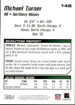 2004 Topps Draft Picks & Prospects #148 Michael Turner Back