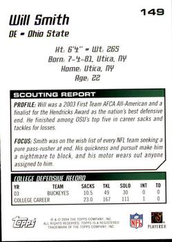 2004 Topps Draft Picks & Prospects #149 Will Smith Back