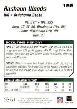 2004 Topps Draft Picks & Prospects #155 Rashaun Woods Back