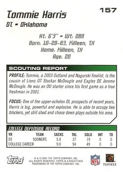 2004 Topps Draft Picks & Prospects #157 Tommie Harris Back