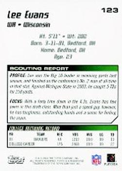 2004 Topps Draft Picks & Prospects #123 Lee Evans Back