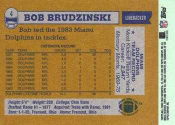 2004 Topps All-Time Fan Favorites #4 Bob Brudzinski Back