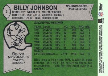 2004 Topps All-Time Fan Favorites #5 Billy Johnson Back