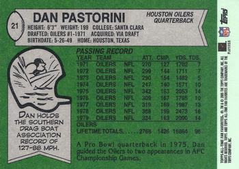 2004 Topps All-Time Fan Favorites #21 Dan Pastorini Back