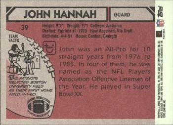 2004 Topps All-Time Fan Favorites #39 John Hannah Back