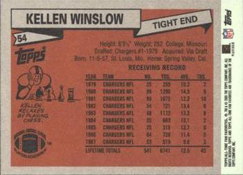 2004 Topps All-Time Fan Favorites #54 Kellen Winslow Back