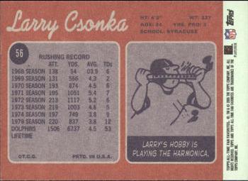2004 Topps All-Time Fan Favorites #56 Larry Csonka Back