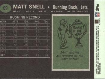 2004 Topps All-Time Fan Favorites #69 Matt Snell Back