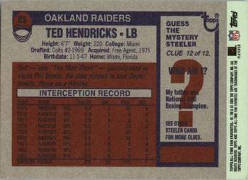 2004 Topps All-Time Fan Favorites #83 Ted Hendricks Back