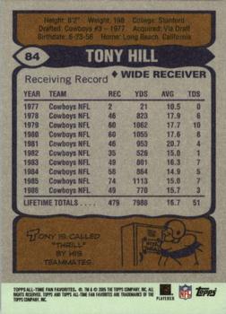 2004 Topps All-Time Fan Favorites #84 Tony Hill Back
