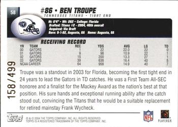 2004 Topps Signature #58 Ben Troupe Back
