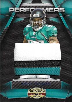 2009 Donruss Gridiron Gear - Performers Jerseys Jumbo Swatch Prime #21 Mike Thomas Front