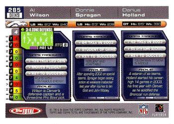 2004 Topps Total #285 Al Wilson / Donnie Spragan / Darius Holland Back