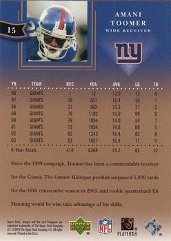 2004 Upper Deck Diamond Collection All-Star Lineup #15 Amani Toomer Back