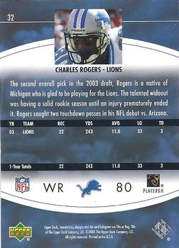 2004 Upper Deck Foundations #32 Charles Rogers Back