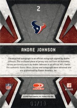 2009 Donruss Limited - Banner Season Autograph Materials #2 Andre Johnson Back