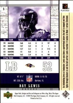 2004 Upper Deck Legends #5 Ray Lewis Back