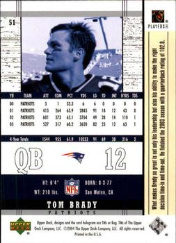 2004 Upper Deck Legends #51 Tom Brady Back