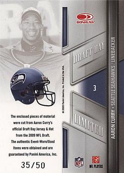 2009 Donruss Limited - Draft Day Combos #3 Aaron Curry Back
