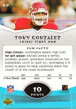 2004 Upper Deck Power Up #49 Tony Gonzalez Back