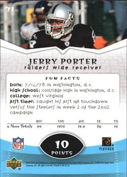 2004 Upper Deck Power Up #71 Jerry Porter Back