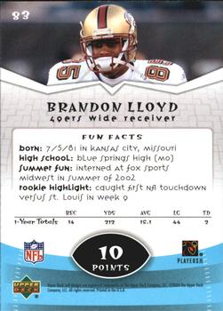 2004 Upper Deck Power Up #83 Brandon Lloyd Back