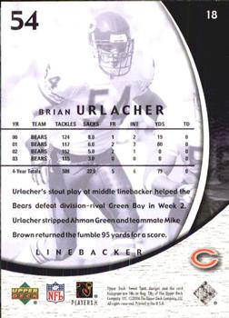 2004 Upper Deck Sweet Spot #18 Brian Urlacher Back
