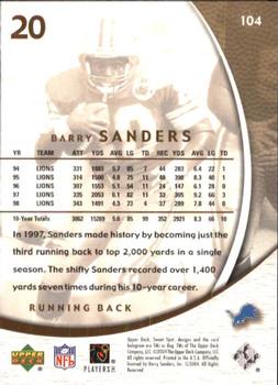 2004 Upper Deck Sweet Spot #104 Barry Sanders Back