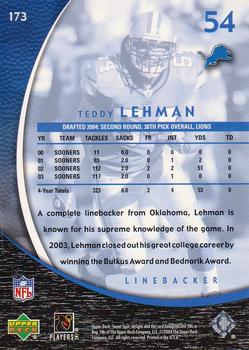 2004 Upper Deck Sweet Spot #173 Teddy Lehman Back