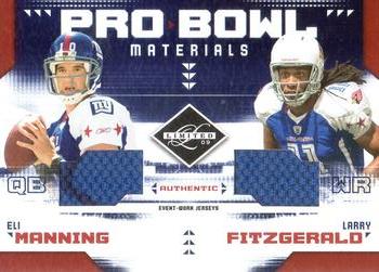 2009 Donruss Limited - Pro Bowl Materials Combo #8 Eli Manning / Larry Fitzgerald Front